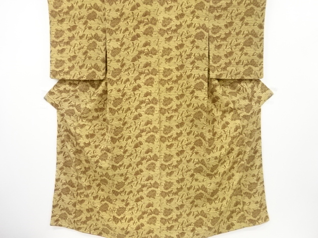 JAPANESE KIMONO / VINTAGE KOMON KIMONO / SILK / FLORAL PLANTS & ABSTRACT PATTERN